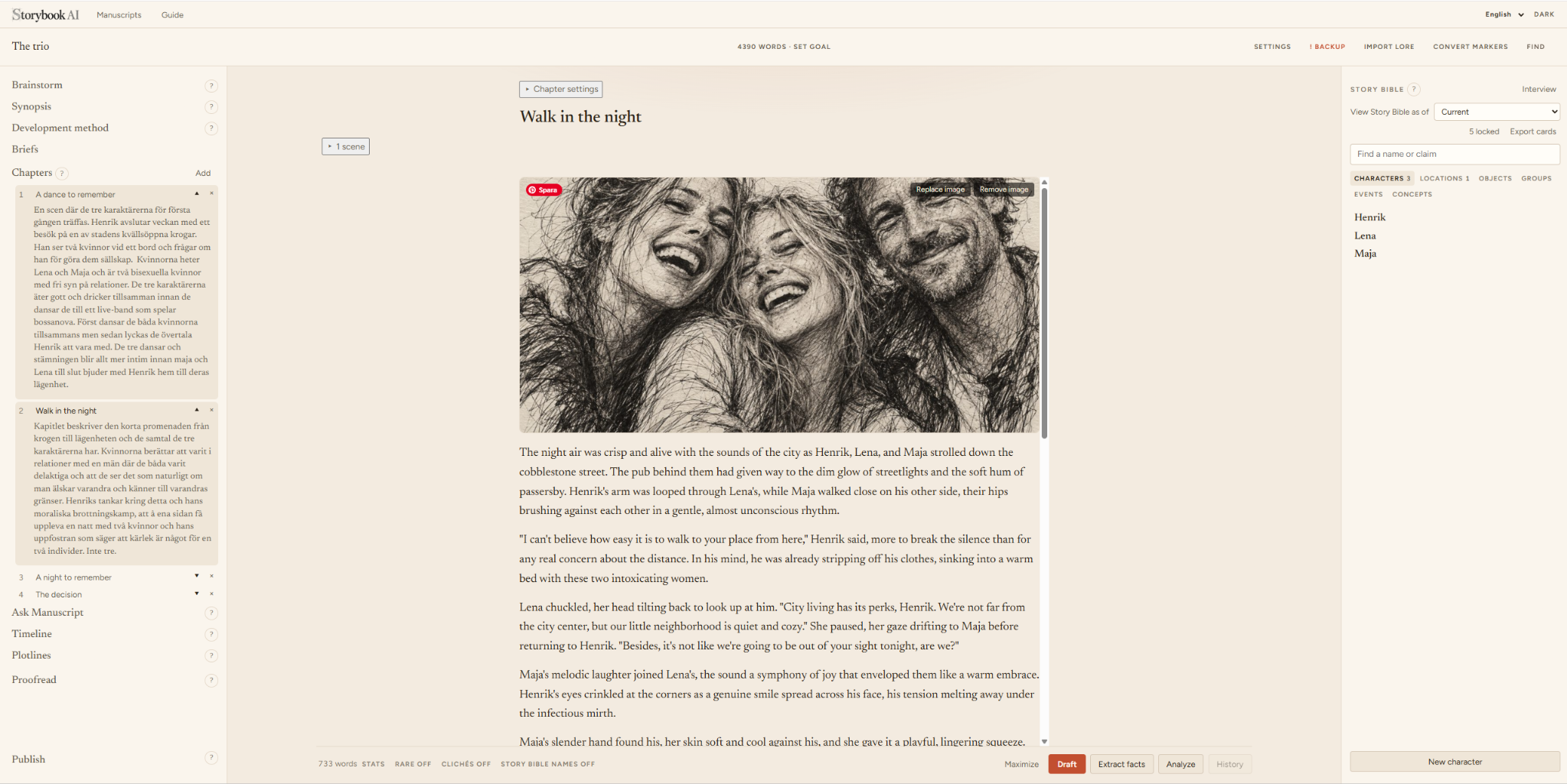 StoryBook editor in normal view