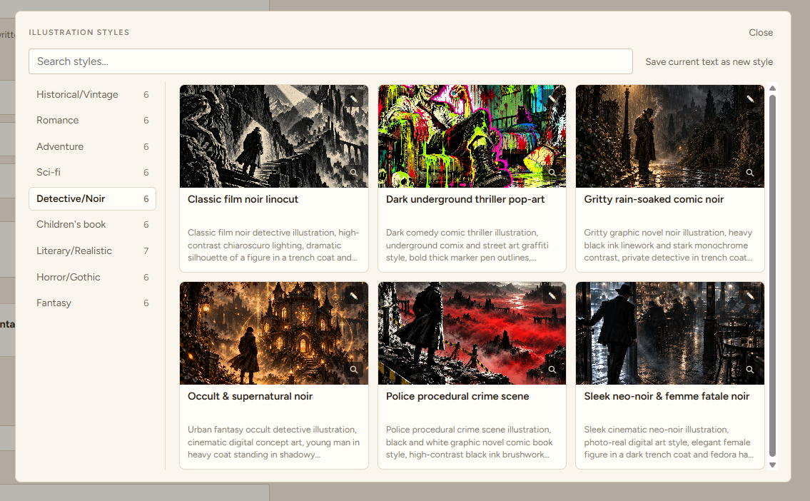 StoryBook AI illustration style library